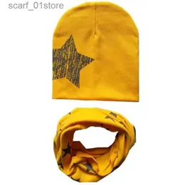 Hats Scarves Sets New Fashion Baby Hat Scarf Set Baby Head Cover Spring Girls Boys Warm Neck Collar Kids Beanies Sets Cotton Children Hats ScarfL231113