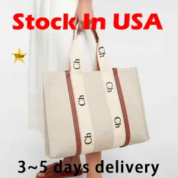 Woody Totes de tote bag Designer Bags Medium Crossbody schoudertas met riem 10 A Canvas Luxe handtassen Shopping Tote Strandtassen Voorraad in de VS