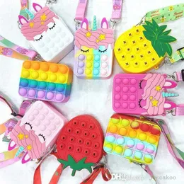 Fidget Toys Sensory Fashion Bag Kid Push Bubble Rainbow Anti Stress Utbildningsbarn och vuxna Dekompressionsleksak
