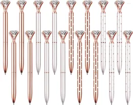 Luxury Bling Big Crystal Diamond Ballpoint Pen Set Black Ink Metal Sign For Office Supplies Stationery Gift Rose