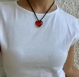 Choker Harajuku Style Glass Crystal Love Heart Pendant Halsband estetiska flickor Söt cool grunge krage y2k smycken för kvinnor