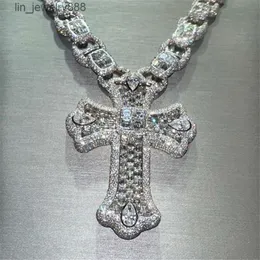 VVS Moissanite Diamond Cross Pendant 925 Sterling Silver Jesus Cross for Necklace Men Women Fine Jewelry Charm