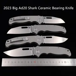 JUFULE Big Ad20 Shark Knife Andrew Demko SheepFoot Deep Carry Clip Present Keramiklager Titanium Handtag Knivar Mark 3V Folding Camp Jakt EDC Tool