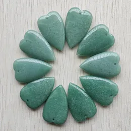 Pendant Necklaces Fashion Natural Green Aventurine Mix Long Heart Pendants For Jewelry Accessories Making Gift Wholesale 10pcs/lot