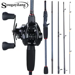 Fishing Accessories Sougayilang 1.8m- 2.4m Casting Fishing Rod Combo Portable 5 Section Fishing Rod and 121BB 7.0 1 Gear Ratio Baitcasting Reel 231102