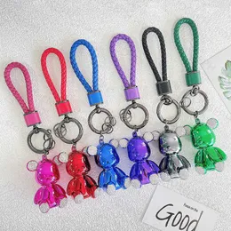 Key Rings Bag Pendant Autumn and Winter New Electropated Bear Keychain Pendant Wholesale Cartoon Violence Bear Car Keychain Pendant J230413