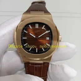 2 style Mens Automatyczne zegarek prawdziwe zdjęcie Brown Blue Blue Dial 5711 18K Rose Gold Everose Opaska Przezroczyste Watche Mechanical Sport Watches