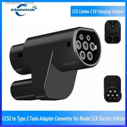 Electric Vehicle Accessories Ptopoyun CCS2 to Type2 Tesla Adapter Convertor CCS Combo 2 EV Charging DC Adaptor Compatible with Model S/X Electric Car Vehicle Q231113