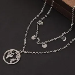 Pendant Necklaces Floating Double Layer Stainless Steel Mirror Polished Wholesale Jewelry 5pcs/lot