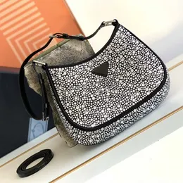 Designer Shoulder Handbag Underarm Half Moon Bag Women's Leather Shiny Diamond Inverted Triangle Large Capacity