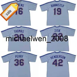 Mich28 Homens 16 AL COWENS 19 FLOYD BANNISTER 20 GORMAN THOMAS 22 RICHIE ZISK 42 DAVE HENDERSON 36 GAYLORD PERRY 1997 Camisa de beisebol