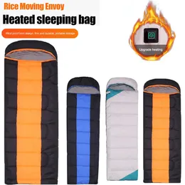 Sleeping Bags USB Heated Sleeping Bag 5V Powered Heating Pad Waterproof Ultralight Adults Camping Warm Sleeping Bags with 3-Level Temperature 231113