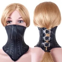 Adult Toys Faux Leather Hood Mask Slave Neck Collar Restraints Harness Bondage Role Play Couples Sex Toys Bed BDSM Restraint Adult Game 230413