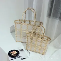 Sacos de noite Saco Transparente de Verão Mulheres Bolsa e Bolsa Tecido Tote Feminino Impermeável PVC Cesta Grande Capacidade Beach Shopping 231113