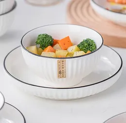 Home Tafelware Dish Set Home Creative Minimalist Style Derees Chopsticks Lepel Combinatie Wit Porselein Telassen Rijst Bowl Soup Boot Bleed Dish
