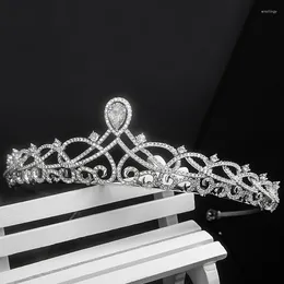 Hair Clips YYSUNNY Elegant Silver Plated Tiaras Crowns For Weeding Bride Party Crystal Water Drop Diadems Jewelry Fashion Accessories