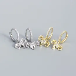 Stud Earrings Fashion Style Animal Sheep Head Ear Buckle Gold Plated Silver Zircon Elegant Ladies Charm Jewelry