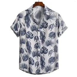 Camisetas masculinas Casual Casual Men's LaplaL Print Clothes Short Moda Tops Button Dress Social Dress Camisa Oversized