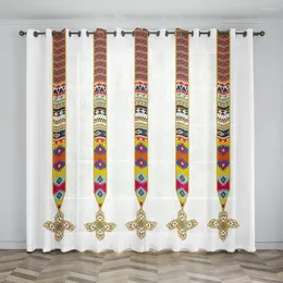 Curtain European Traditional Ethiopian Design Sunshade Living Room Bedroom Home Decoration Bohemian Style Curtains
