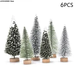 Christmas Decorations 136 Pcs Miniature Tree Small Artificial Sisal Snow Landscape Architecture Trees for Crafts Tabletop Decor 231113