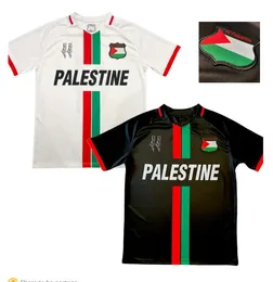 2024 Palestine Soccer Jerseys Black Center Stripe Red Green Football Shirt War Justice March Fotboll Uniform S-4XL