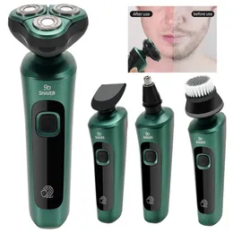 Электробритвы Green Smart Shaver ЖК-цифровой дисплей Плавающая бритва с тремя головками USB Аккумуляторная мыльная многофункциональная нож для бороды 231113