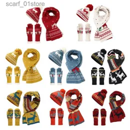 Hats Scarves Sets Red Knitted Hat Scarf Gs Set for Winter Unisex Hat with Fleece Lining Holiday Spirit Thick Warm Beanie with ReindeerL231113