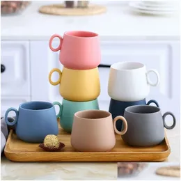 Mugs Aron Ceramic Mug Matte Northern European Coffee Milk Latte Cup Tumbler Cups Creative Big Belly Drinkware Household Gift 210409 Dr Otqnh