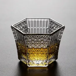 Tumblers Japan Ishizuka Crystal Tsugaru Sake Cup Old Fashioned Engraved Hexagon Whisky Glass Boutique Inspired Whisky Saking Tumbler 230413