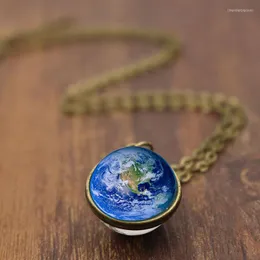 Pendant Necklaces 2023 Double-sided Earth Glass Necklace Women Men Jewelry Fashion Accessories Universe In Drop