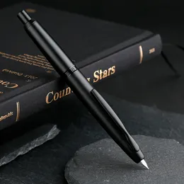 Fountain Pens Smoothly Brand MAJOHN A1 Retro Matte Black Retractable Fountain Pen 0.4mm Fine Nib Press Ink Pens for Writing Stationery 230412