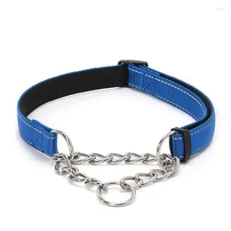 Dog Collars Giantex Reflective Slip Collar調整可能ステンレス鋼チェーンナイロン猫犬ネックレスD8185