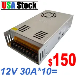 محولات الإضاءة AC 110V/220V إلى DC 12V 30A 360W Universal Switching Power Power Adapter Driver for Strip CCTV Camera System Crestech888