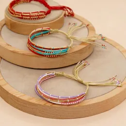 Braccialetti con ciondoli Bracciale fatto a mano con perline di semi Miyuki - Catena colorata multistrato avvolgente per donne e uomini Idea regalo perfetta