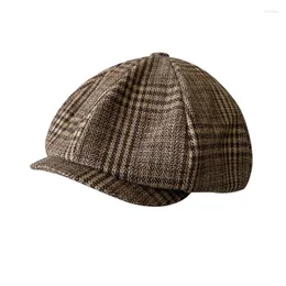 Berets Men's Cap Plaid Sboy Hat Beret Men Women Painter Lattice Gatsby Octagonal Vintage Ivy Gentlemen Hats BLM362