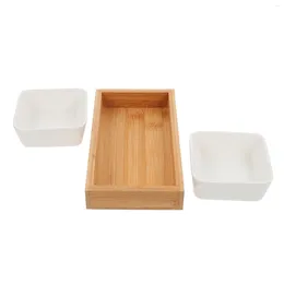 Set di stoviglie Piatto da frutta Vassoi da portata Secco Piatto da esposizione per snack domestici Piatto da esposizione in legno creativo Semplice desktop da ufficio in ceramica