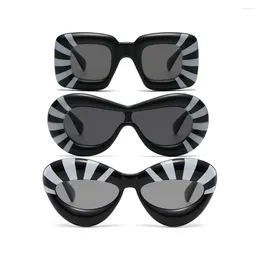 النظارات الشمسية الفاخرة مضخمة cateye فريدة من نوعها من البلاستيك العصري لطيف الهيب هوب 2024 حمار وحشي كات العين المقامرة دي سول gafas قابلة للنفخ