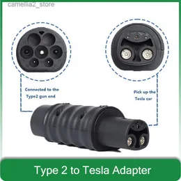 Electric Vehicle Accessories Type 2 GBT till Tesla Adapter Elektriskt bilfordon AC 16A 32A 1 Fas 3 Fas EV -laddare 5Pin 7Pin EVSE -anslutningstillbehör Q231113