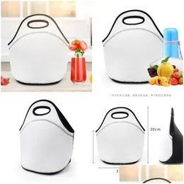 Lunch Boxes Bags Sublimation Blank Thermal Insation Waterproof Phreatic Material White Home Picnic Cartoon Portable Black Rrd6852 Drop Ot4Ra