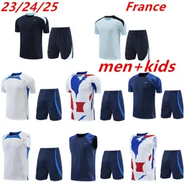 2023 2024 2025 Benzema mbappe 축구 유니폼 트랙 슈트 짧은 소매 griezmann 프랑스 지루 장비 Maillot de Football Training Sportswear T 셔츠 어린이