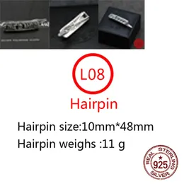 L08 S925 Sterling Silver Hair Clip مقطع شخصية أزياء الشرير الهيب هوب على شكل زخرفة زخرفة زهرة الحرف عاشق الهدية