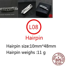 L08 S925スターリングシルバーヘアクリップパーソナライズされたファッションパンクヒップホップスタイルヘアオーナメントクロスフラワーレターシェイプラバーギフト