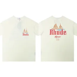 Rhude Brand Printed T Shirt Men Women Round Neck T Shirts Spring Summer High Street Style Quality Top Tees RHUDE Asian Size S XL Camiseta Cheap Loe Iffcoat 342