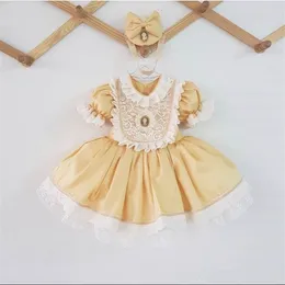 Sukienki dziewczynki 0-12Y Baby Girl Summer Yellow Vintage Hiszpańska suknia balowa księżniczki na Boże Narodzenie Eid Causal 230413