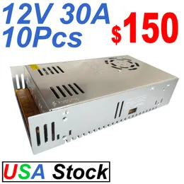 12V 30A DC Universal Reguled Switching Power Supply 360W för CCTV Radio Computer Project LED Strip Lights 3D Printer Crestech888