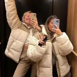 Designer down jacka kvinnor jackor vinter fleece jacka puffer jacka kvinnor faux shearling ytterkläder rockar kvinnlig mocka päls kappa män varm förtjockad lamm puffer