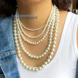 Vintage Jewelry Stacked Baroque Pearl Bead Choker Necklace Long Handmade Multi Layer Fresh Water Pearl Necklace For Women 2022