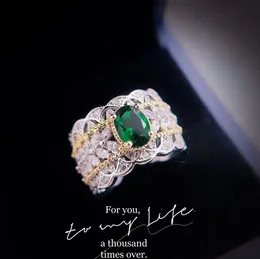Vintage Emerald Diamond Ring 925 sterling silver Party Wedding band Rings for Women Bridal Engagement Jewelry Birthday Gift