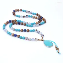 Anhänger Halsketten Wunderschöne Naturstein Halskette für Frauen Vergoldung Wassertropfen Amazonit Langer trendiger Schmuck