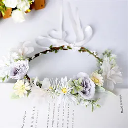 Tiaras Pearl Flower Headband Wedding Bridal Hair Accessories Pearls Crystal Veil Hairbands Handmade Ribbon Party Jewelry Gifts